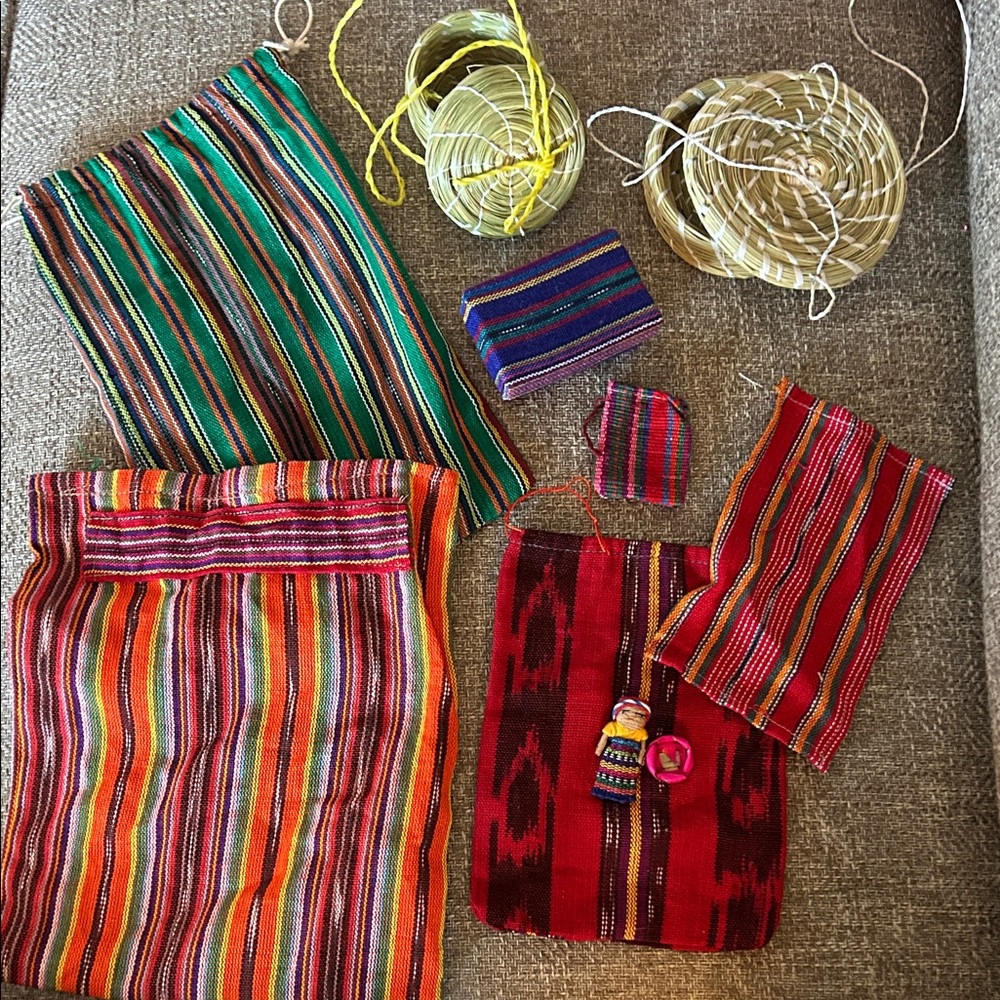 Colorful Striped Textile Set from Guatemala